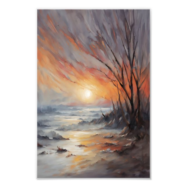 Foto Serene Winter Sunset - Nature Landscape Art (Frente)