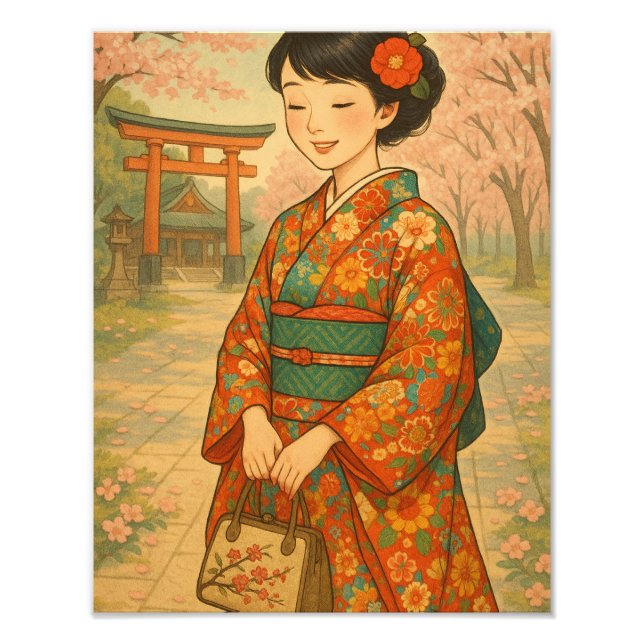 Foto Serenidade em Sakura: Beleza Kimono Japonesa (Frente)
