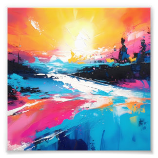 Foto Serenidade Radiante: Reflexões Abstrato Sunset