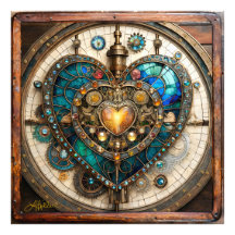 Série Coração de Vidro Manchado Dourado Steampunk