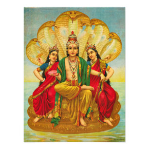 Foto Sesha Narayana, Rei de Nagas, por Raja Ravi Varma