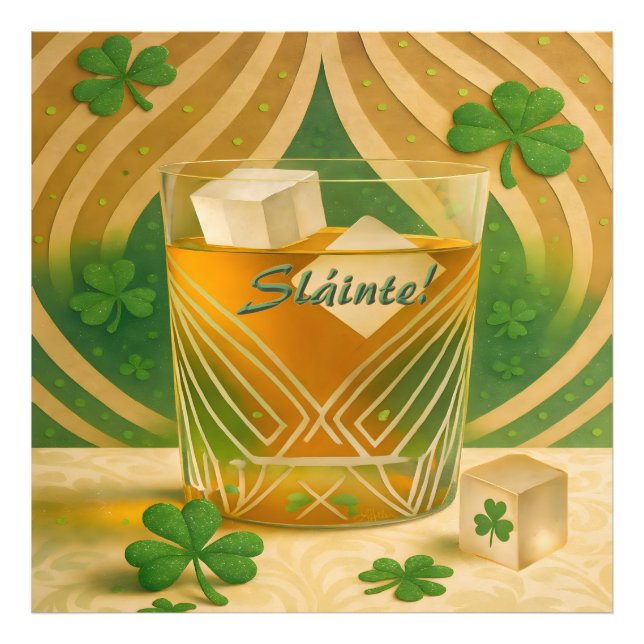 Foto Shamrocks Irish Whiskey Tumbler "Sláinte!" (Frente)