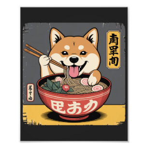 Foto Shiba Inu Cachorro Comendo Ramen