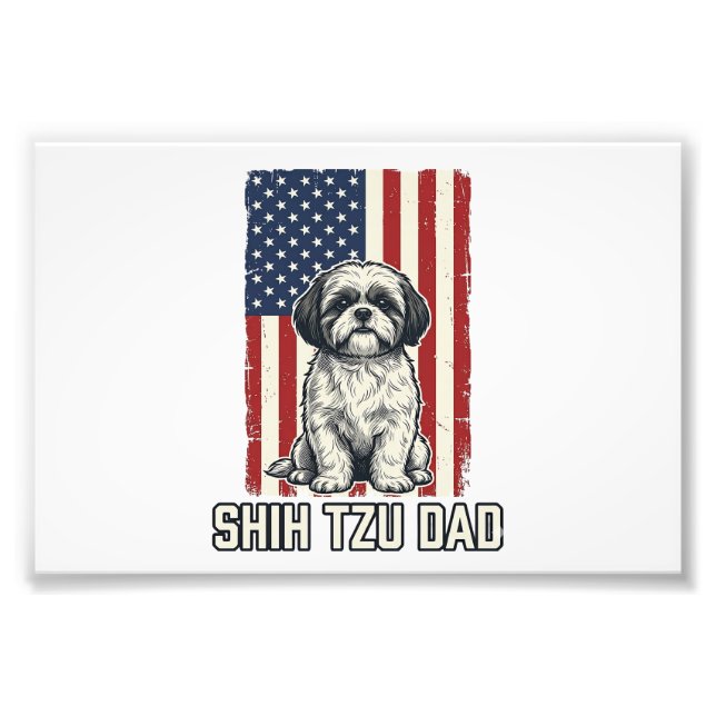 Foto Shih Tzu Dad Patriotic Flag Vintage Dog Shirt_1 (Frente)