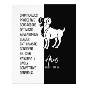 Foto Signo Aries, Poster Preto e Branco