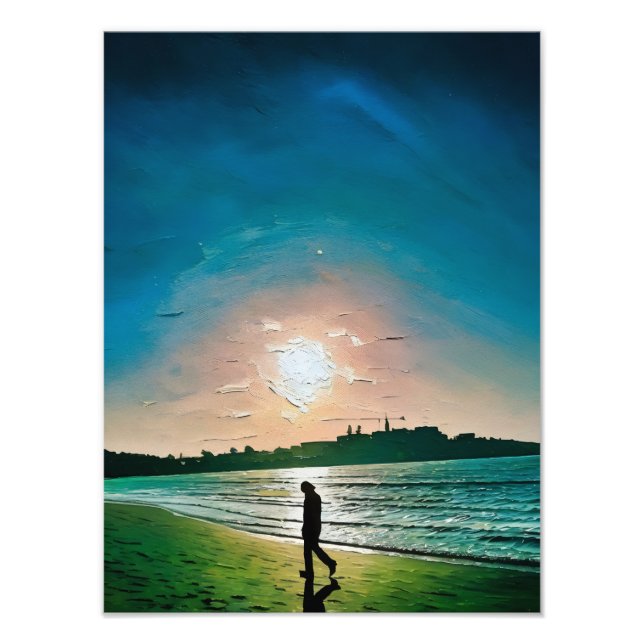 Foto Silhueta de pessoas caminhando ao longo da praia n (Frente)