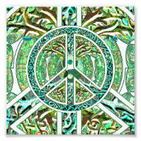 Símbolo da Paz, Yin Yang, Árvore da Vida em Verde