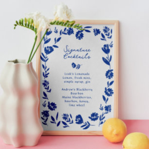 Foto Símbolo de coquetel de assinatura de flores desenh