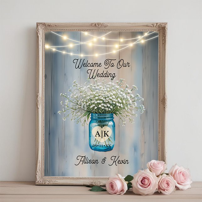 Foto Símbolo de Poster de Casamento de Mason Jar Breath (Wedding Welcome Sign)