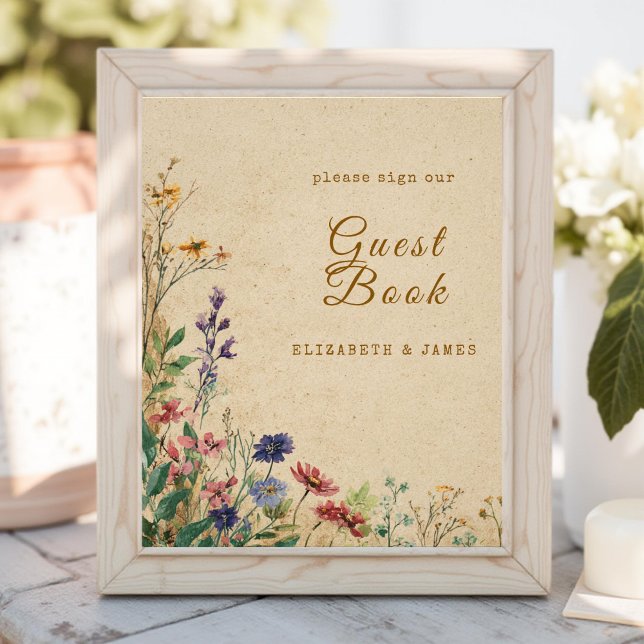 Foto Símbolo GuestBook de Bige Border Rustic Boho Wildf (Criador carregado)