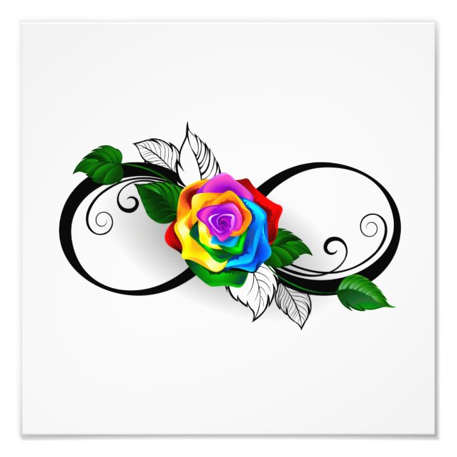 Foto Símbolo Infinito com Rosa do Arco-Íris (Frente)