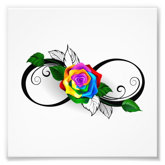 Foto Símbolo Infinito com Rosa do Arco-Íris (Frente)