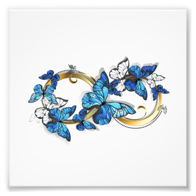 Foto Símbolo infinito de borboletas azuis Morpho (Frente)