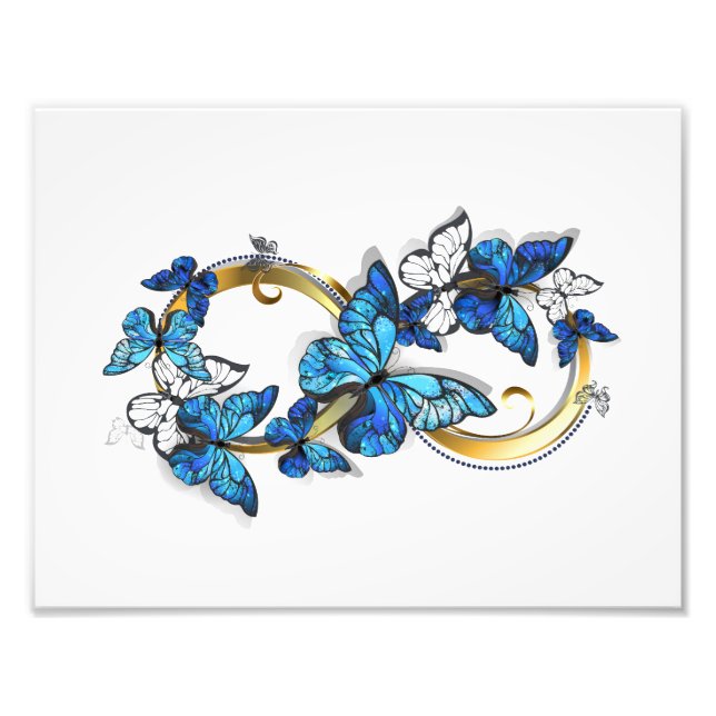 Foto Símbolo infinito de borboletas azuis Morpho (Frente)