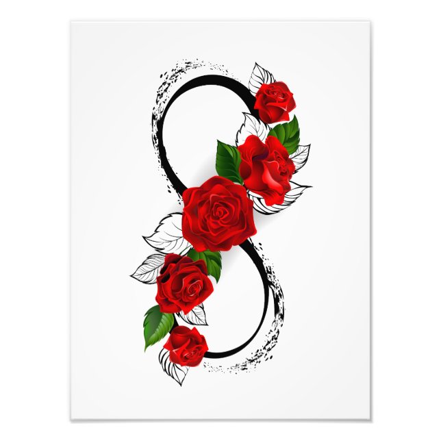 Foto Símbolo Infinity com Rosa vermelha (Frente)
