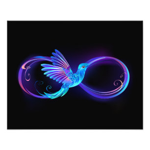 Foto Símbolo Neon Infinity com Hummingbird brilhante