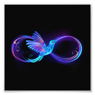 Foto Símbolo Neon Infinity com Hummingbird brilhante