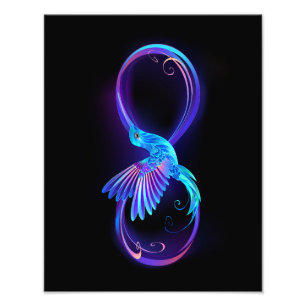 Foto Símbolo Neon Infinity com Hummingbird brilhante