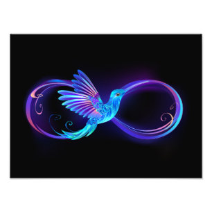 Foto Símbolo Neon Infinity com Hummingbird brilhante