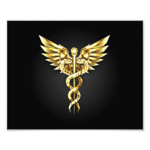 Foto Símbolo Poligonal Dourado Caduceus