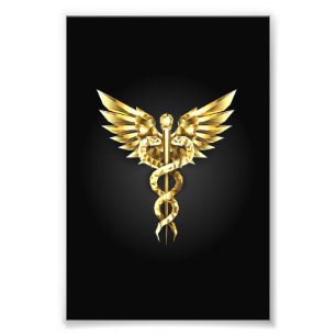 Foto Símbolo Poligonal Dourado Caduceus