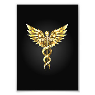 Foto Símbolo Poligonal Dourado Caduceus