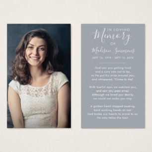 Foto Simpatia Funeral Memorial Cinza Prayer Card