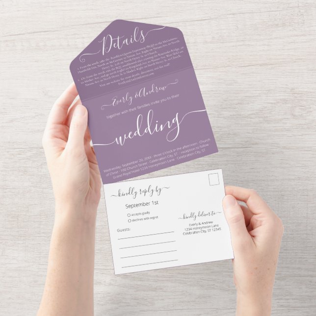 Foto: Simples Casamento Roxo Moderno (Aba destacável)
