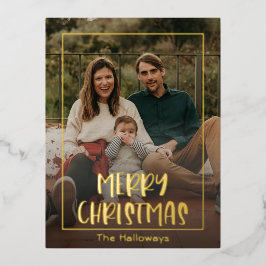 Foto simples com moldura de Natal Dourada