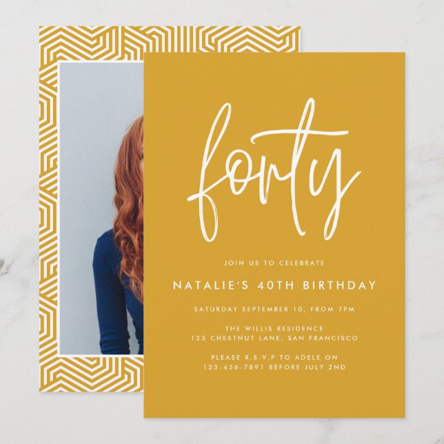 Foto simples de na moda aniversário de 40 anos de  (Frente/Verso)