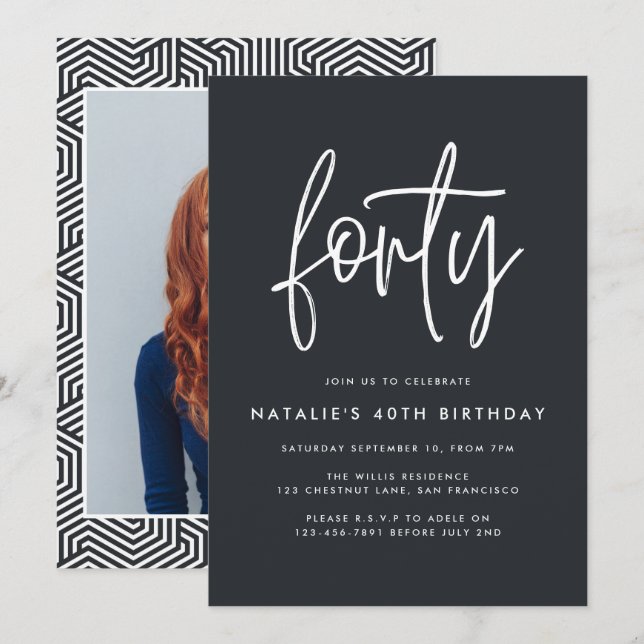 Foto simples de na moda aniversário de 40 anos de  (Frente/Verso)