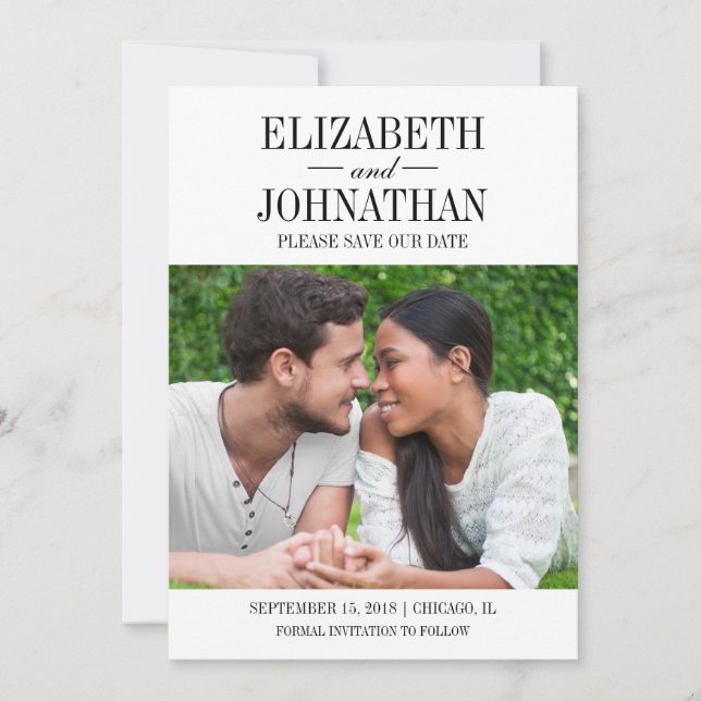 Foto Simples e Elegante Salvar o Cartão de Data (Frente)