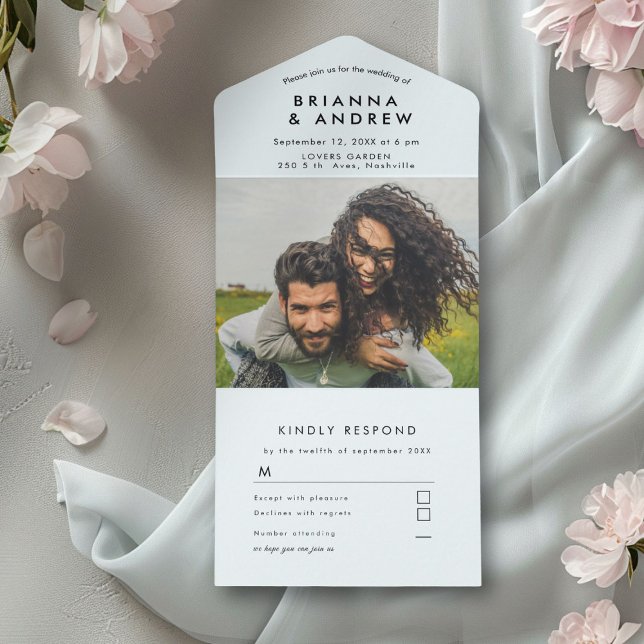 Foto simples - Tudo em um Convite de casamento (Modern photo all in one wedding card invitation)