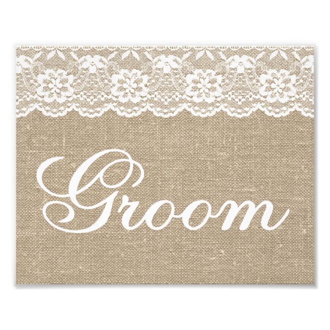 Foto Sinais de Casamento - Burlap & Lace - Groom - (Frente)