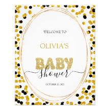 Sinal de boas-vindas chá de fraldas de pontos negr