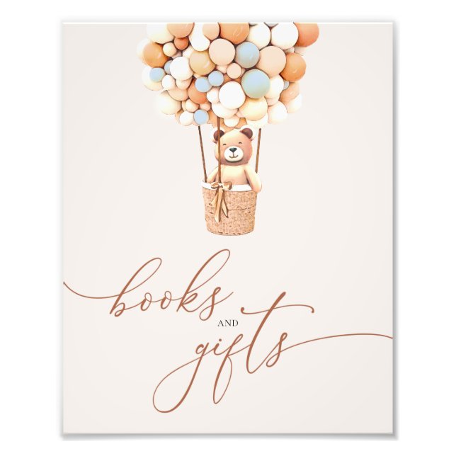 Foto Sinal de Chá de fraldas do Bear Balloons Livros e  (Frente)