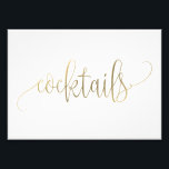 Foto Sinal de Cocktails Escolha seu tamanho - Faux Dour<br><div class="desc">Planeje uma celebração de na moda com este convite moderno que seus convidados adorarão. Design por © berryberrysweet. Arquivos digitais imprimíveis estão disponíveis! Visite nosso site em www.berryberrysweet.com para obter mais detalhes!</div>