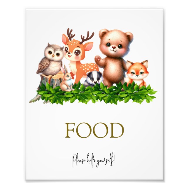 Foto Sinal de comida para bebê de animais da floresta (Frente)