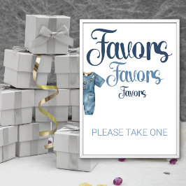 Foto Sinal de Favor do Chá de fraldas Jeans Negra Azul