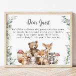 Foto Sinal de Impressão Mágica de Animais da Floresta G<br><div class="desc">Sinal de árvore de impressão digital/ poster https://www.zazzle.com/woodland_animals_greenery_thumbprint_guestbook-256231215103826013 (c) Somerset Fine Paperie</div>