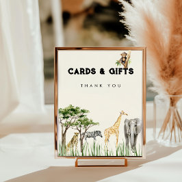 Foto Sinal de Mesa de Aniversário de Animal Safari Wild