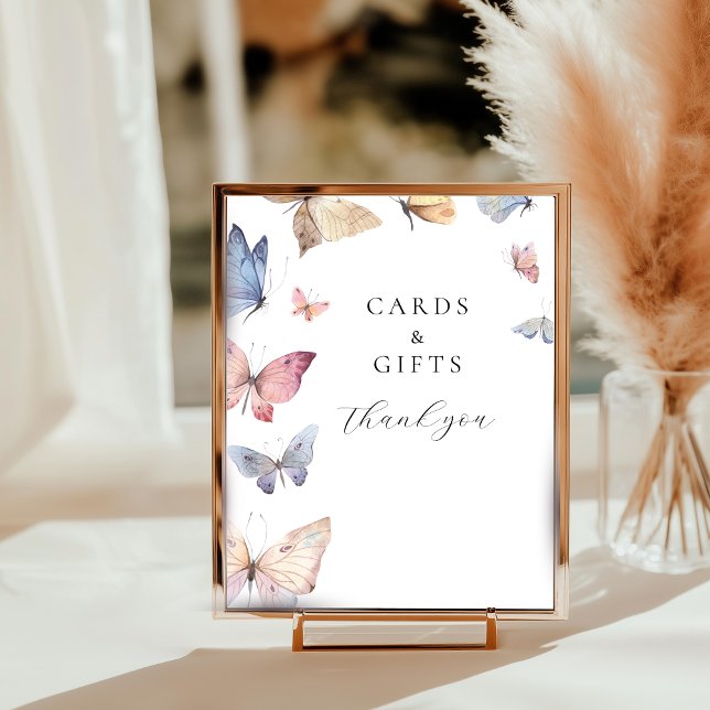 Foto Sinal de Mesa para Chá de Bebê da Menina Borboleta (Butterfly Girl Baby Shower Table Top Sign)