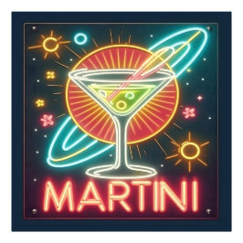 Foto Sinal de Neon Martini de Meados do Século