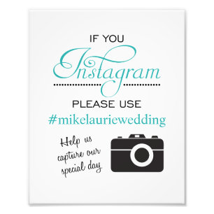 Foto Sinal de Poster de Casamento Instagram - Azul Aqua