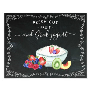 Foto Sinal de quadro chalkboard da estação de fruta e i