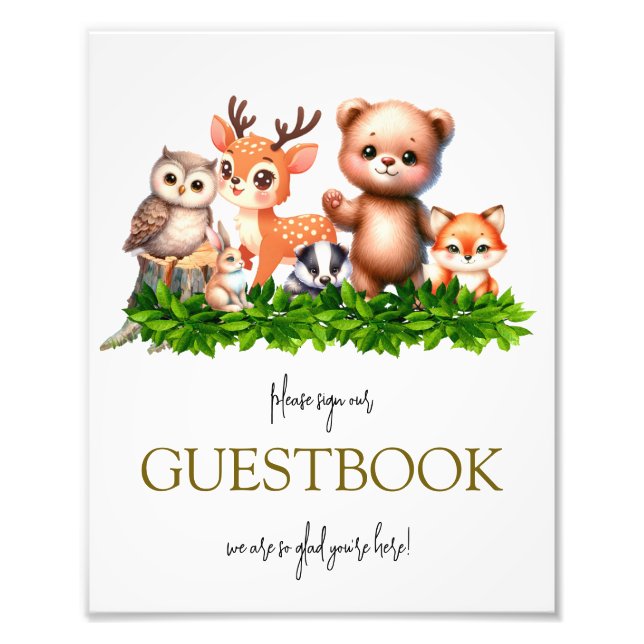 Foto Sinal do livro convidado de animais da floresta (Frente)