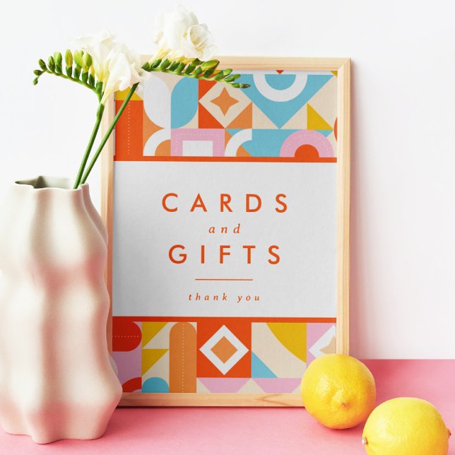 Foto Sinal Funky Modern Orange Chá de fraldas Cards & G (Criador carregado)