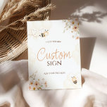 Foto Sinal Personalizado de Chá de fraldas de Abelhas d<br><div class="desc">Com um tema delicioso de abelhas de mel e design de mel fofo, este sinal é perfeito para um chá de abelhas ou mamães. Quer você esteja hospedando um chá de fraldas de abelha boho, acolhendo um pouco de mel, ou aproveitando um chá de fraldas de abelha silvestre, este símbolo...</div>