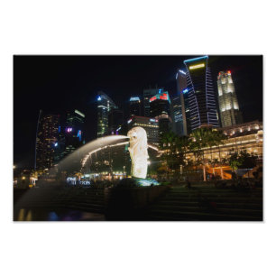 Foto Singapura Merlion no Skyline