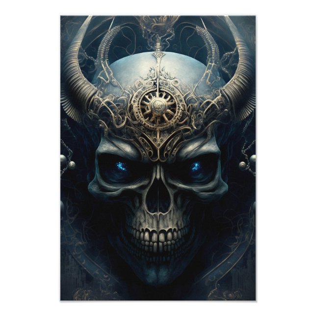 Foto Skull with horns evil looking skull head Design  (Frente)